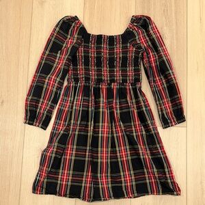 Crewcuts J. Crew Girls Black Tartan Dress Plaid Christmas Smocked Youth Size 10